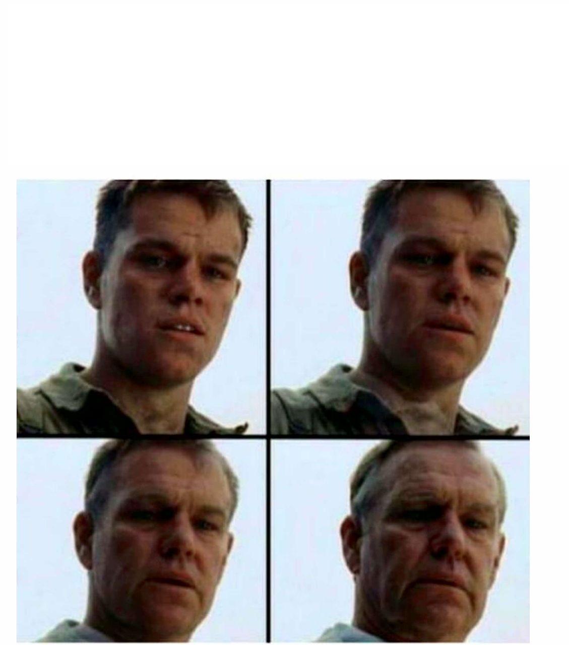 Matt Damon gets older Meme Template