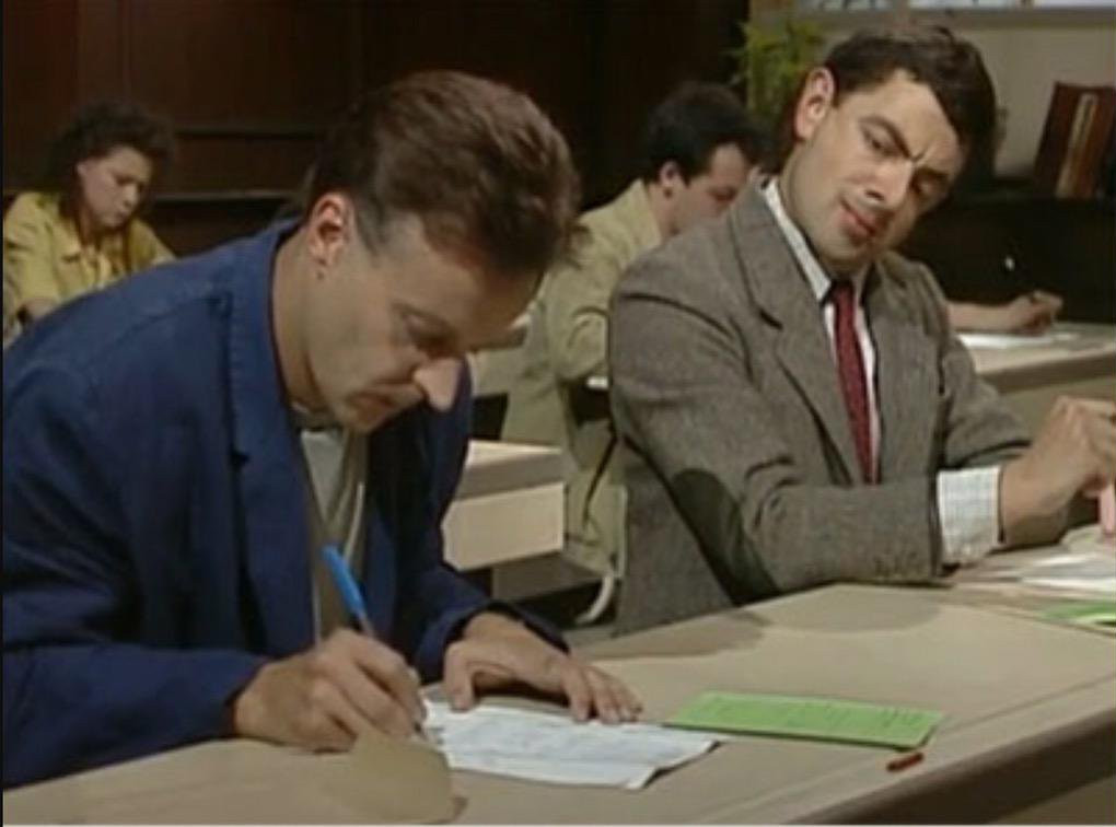 mr bean cheats on exam Meme Template