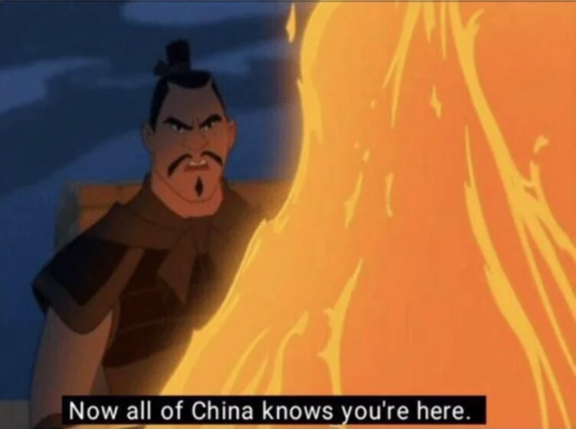 Now all of China knows you're here Meme Template