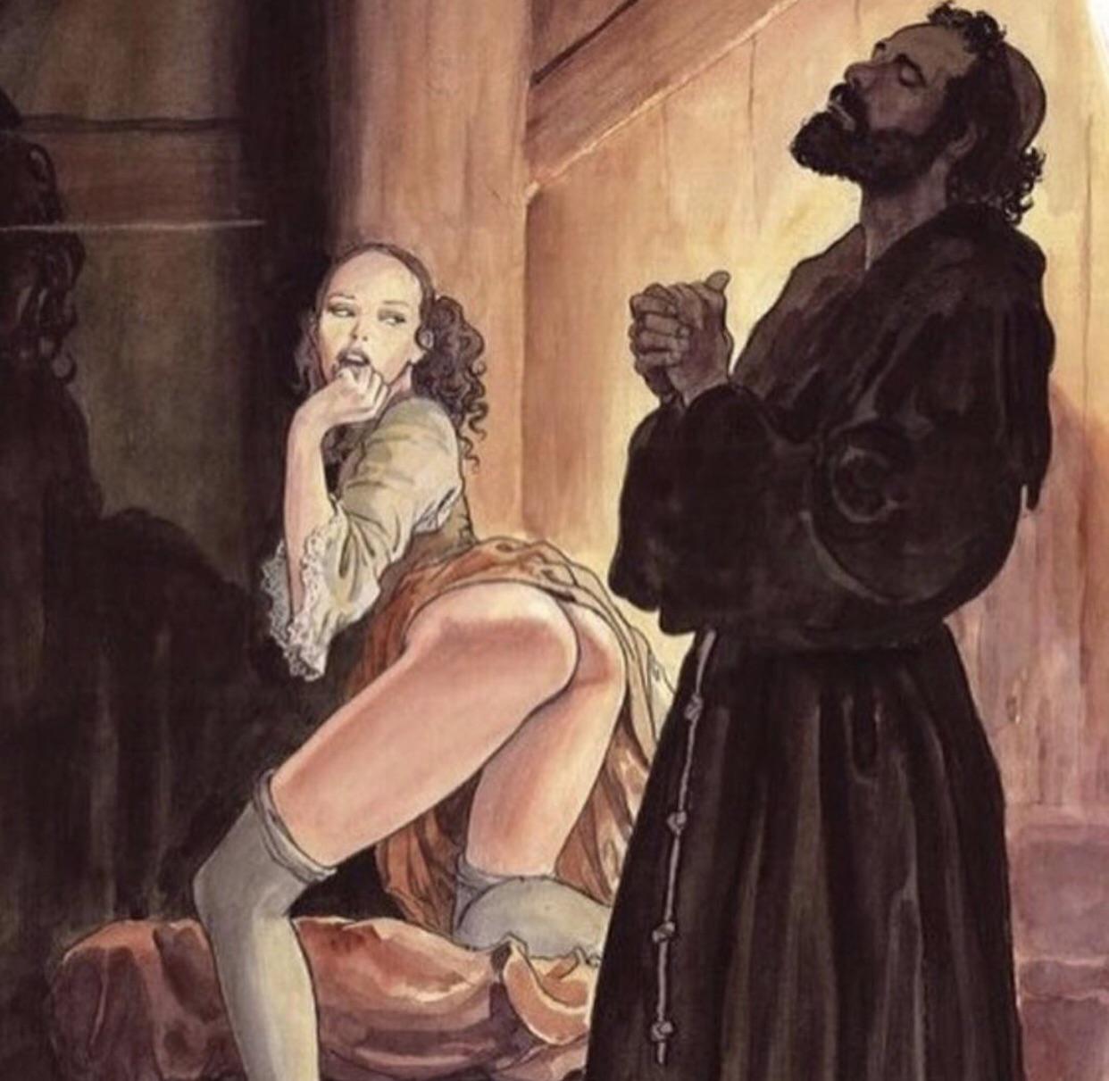 Priest tempted by girl Meme Template