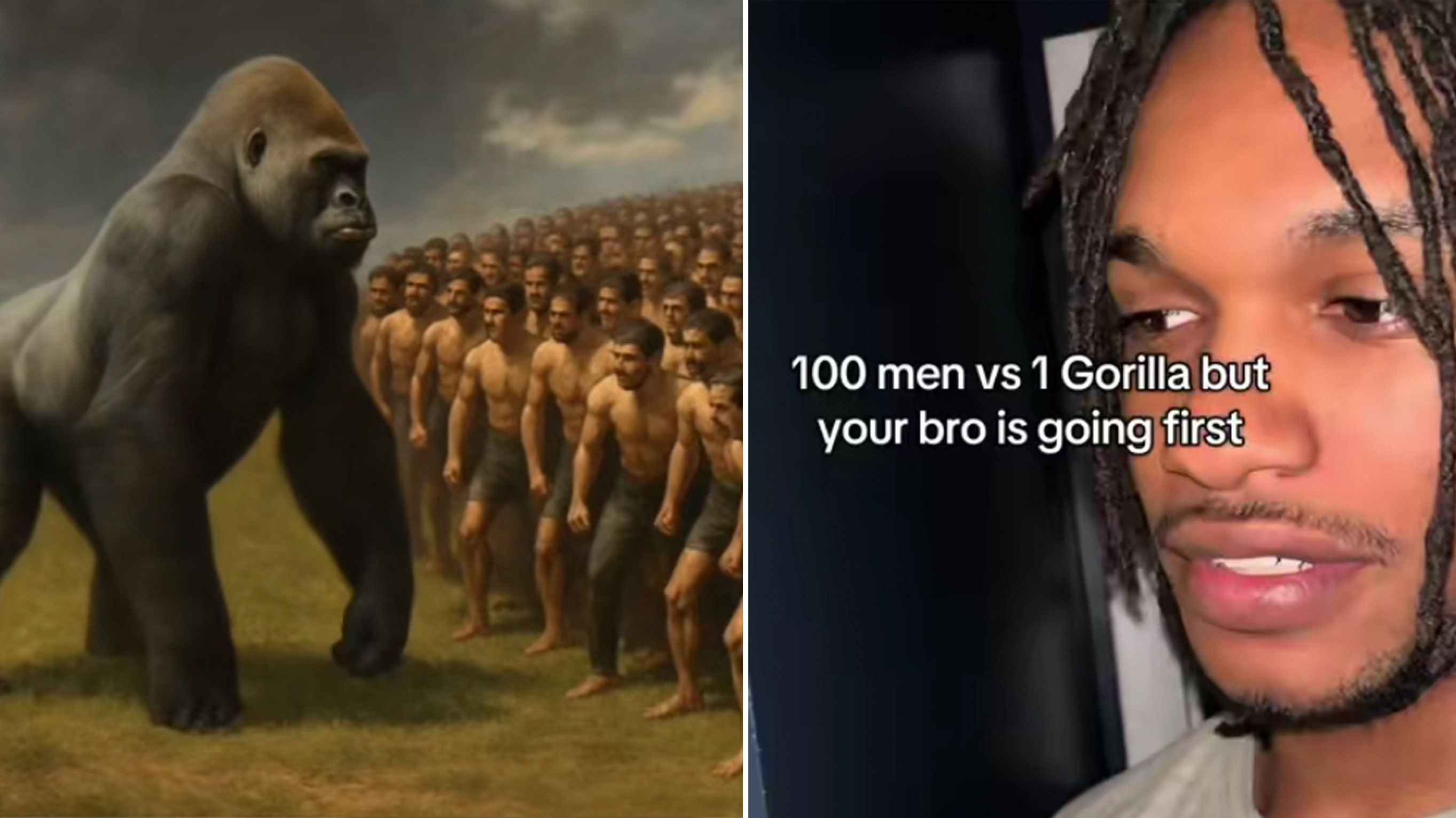 100 Men vs. 1 Gorilla Meme Template