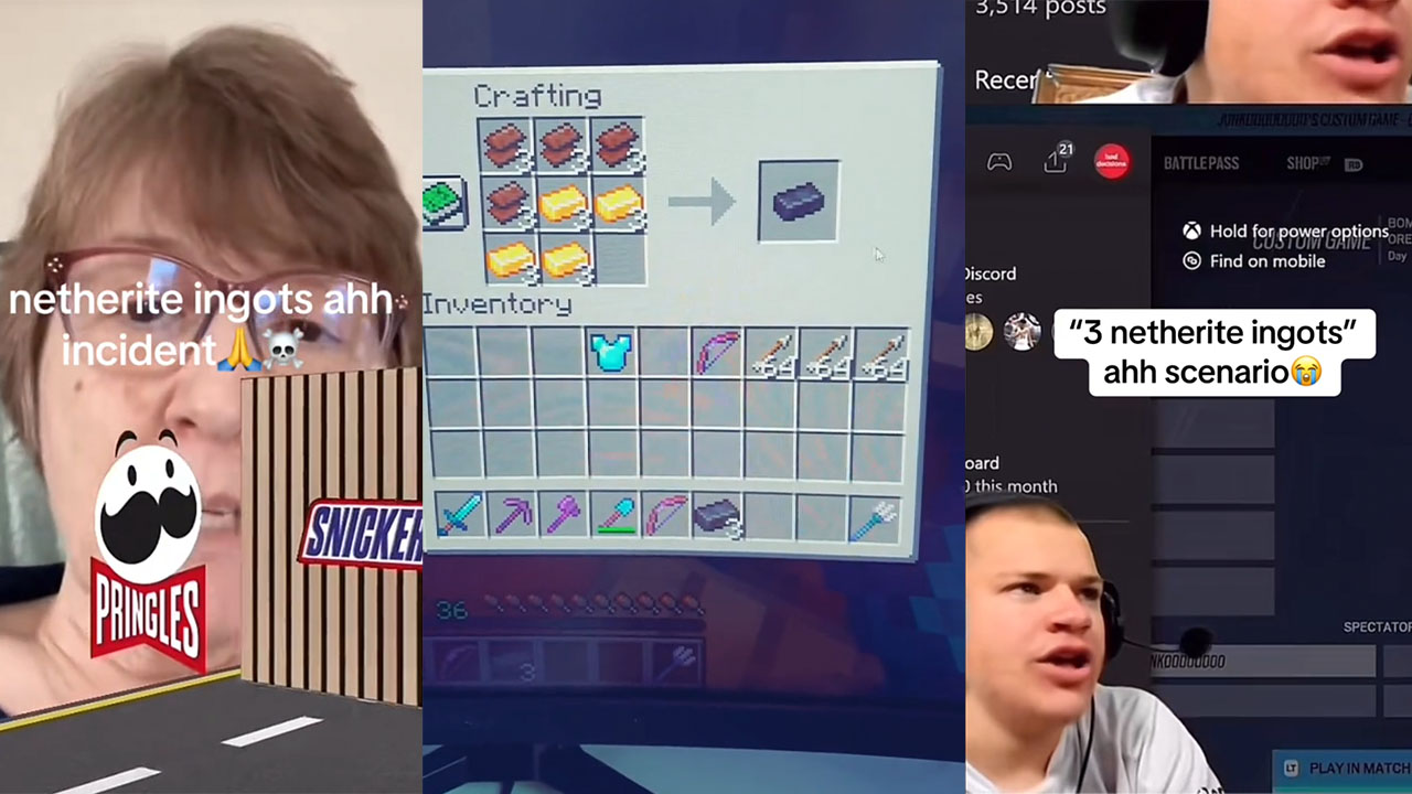 3 Netherite Ingots Meme Template