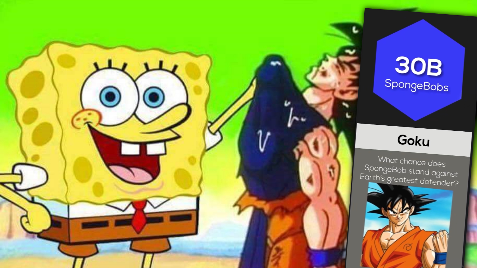 30 Billion SpongeBobs vs. Goku Meme Template
