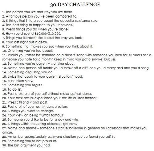 30 Day Challenges Meme Template