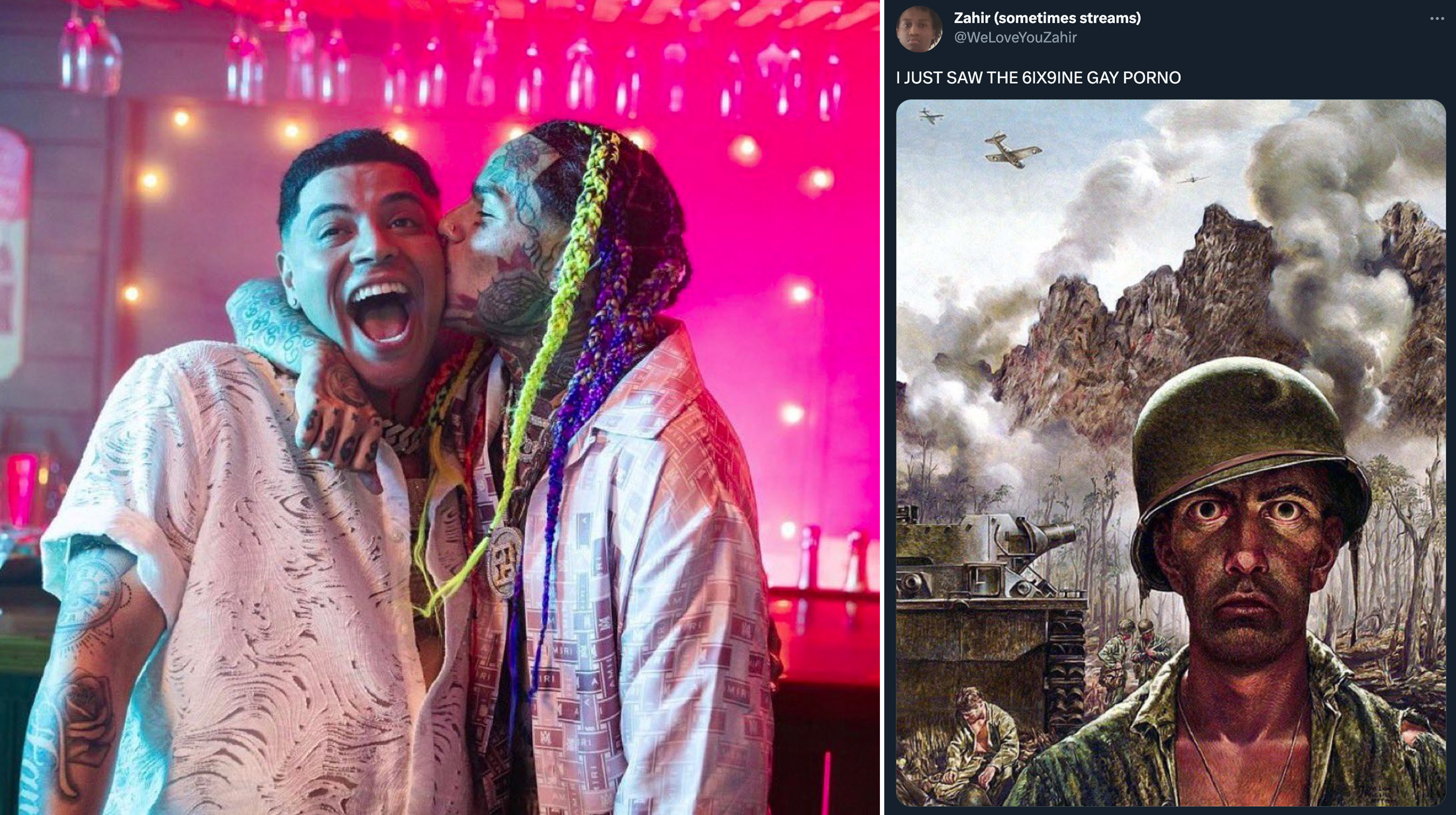 6ix9ine's Gay Porno / 6ix9ine's Boyfriend Meme Template