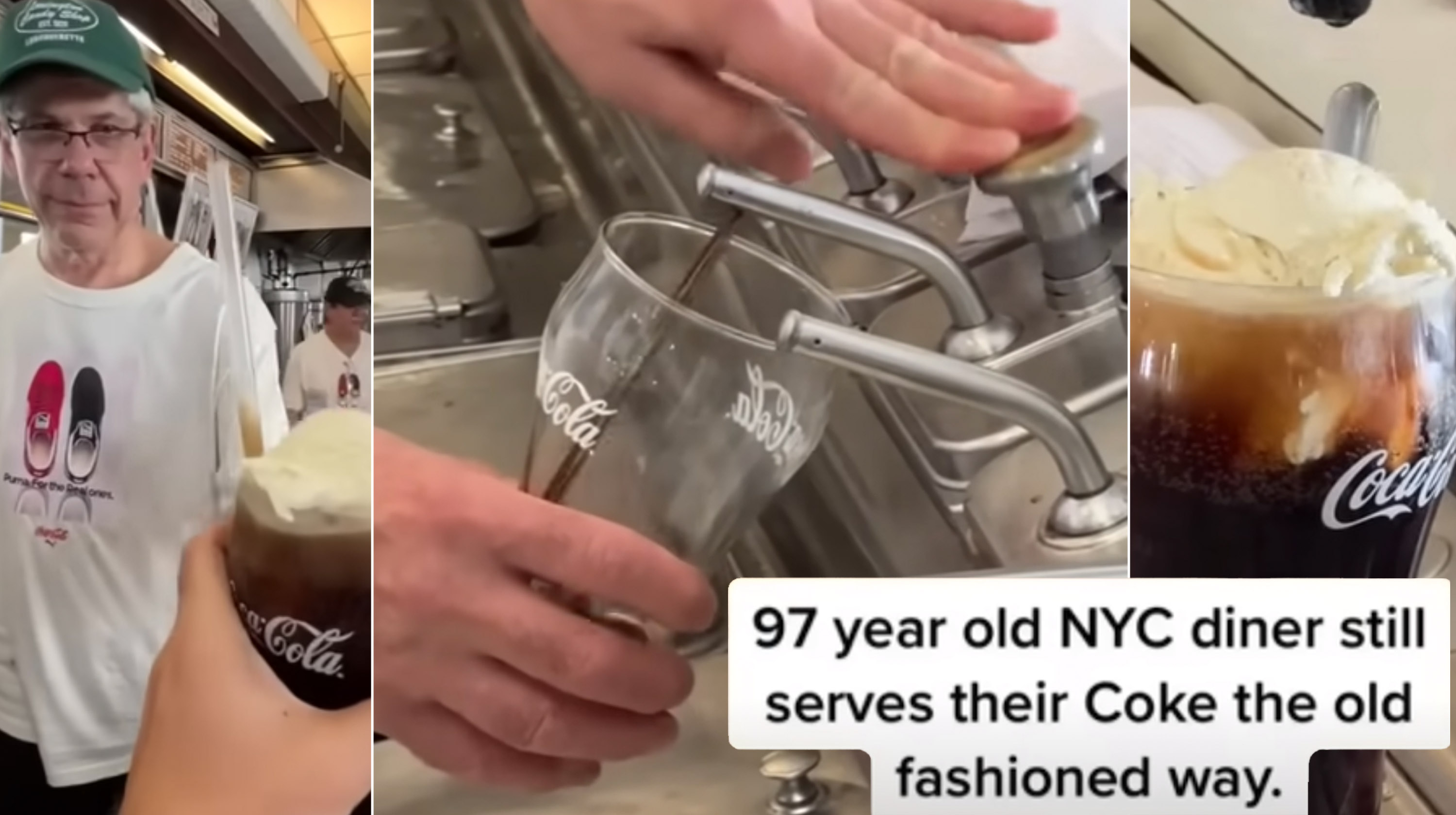 97-Year-Old NYC Diner Still Serves Their Coke the Old Fashioned Way Meme Template