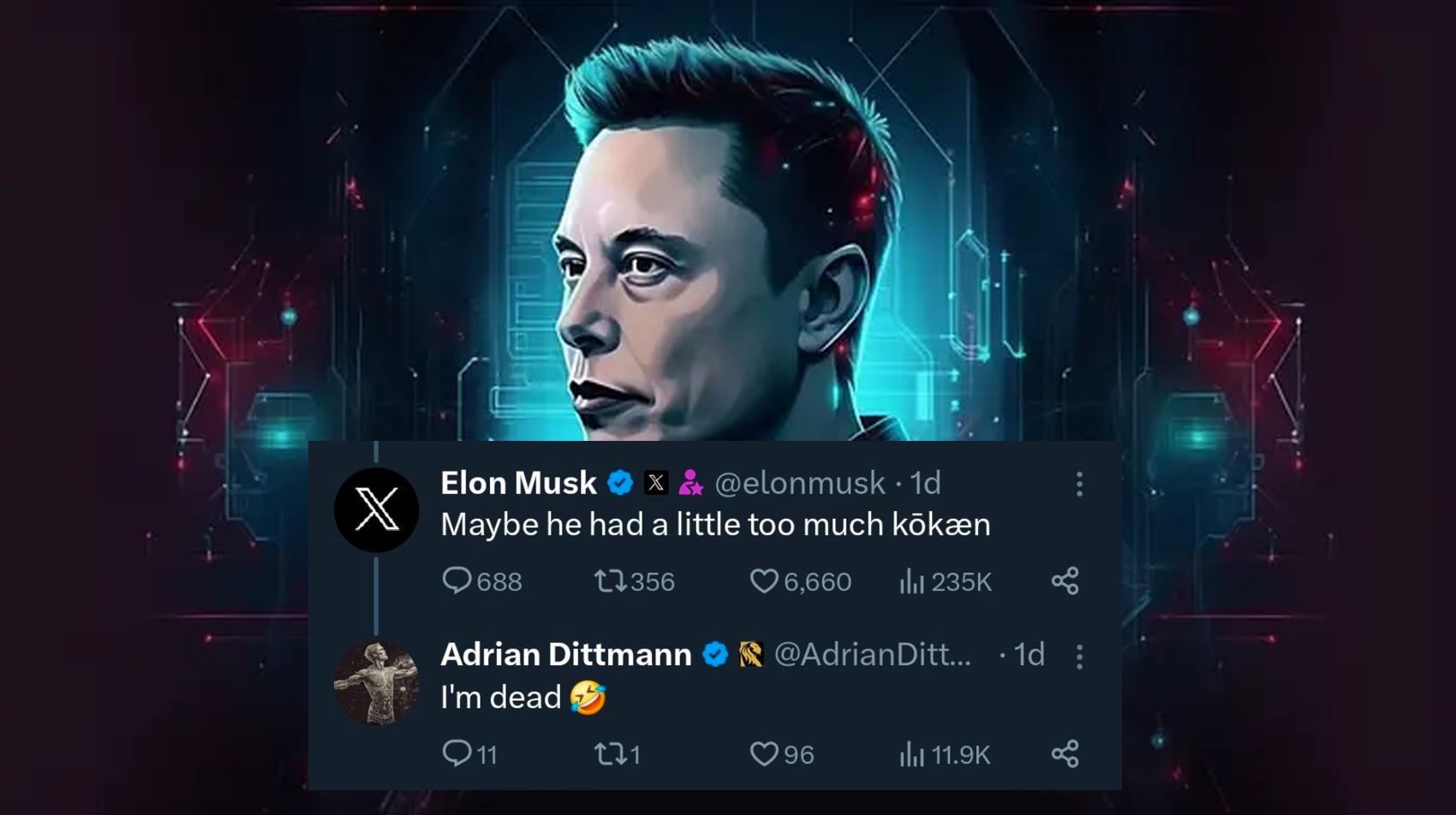 Adrian Dittmann / Elon Musk "Sock Puppet" Theory Meme Template