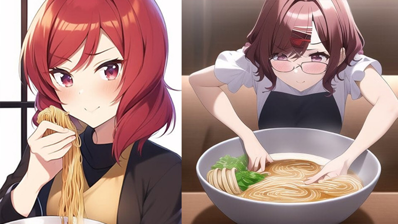 AI Drawings Of Anime Girls Eating Ramen