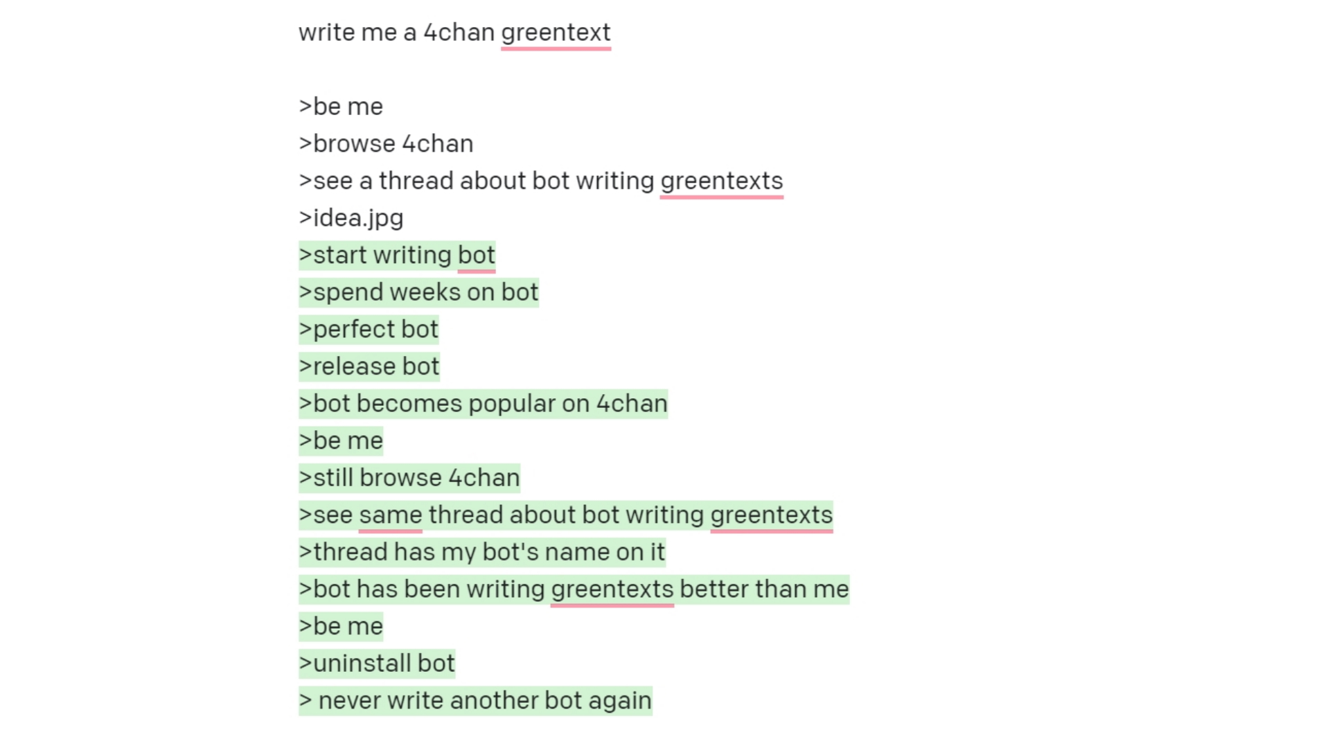 AI-Generated Greentexts Meme Template