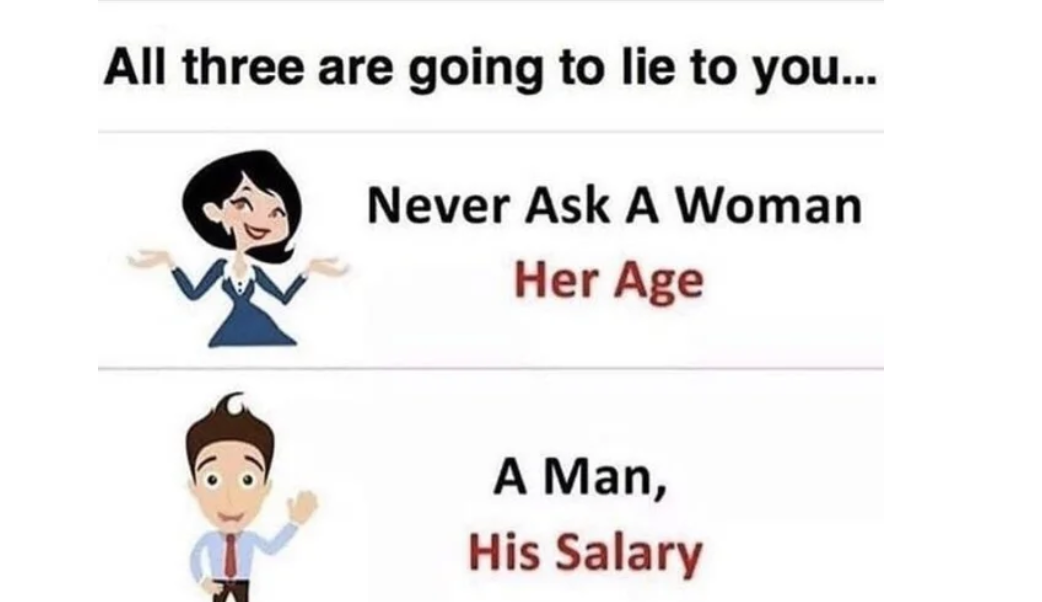 All Three Are Going To Lie To You / Never Ask A Woman Her Age Meme Template