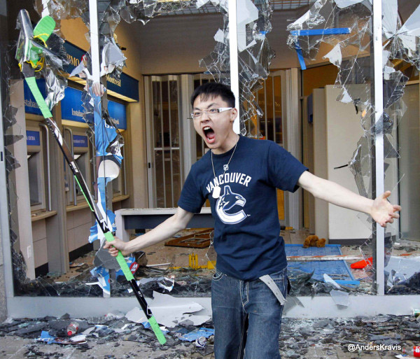 Angry Vancouver Fan / Angry Asian Rioter Meme Template
