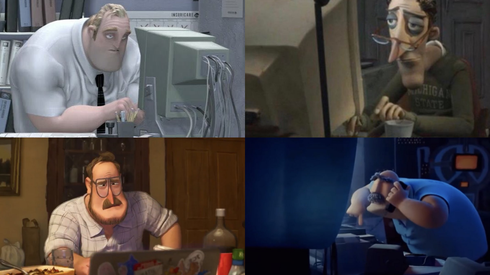 Animated Dads on Computers Meme Template