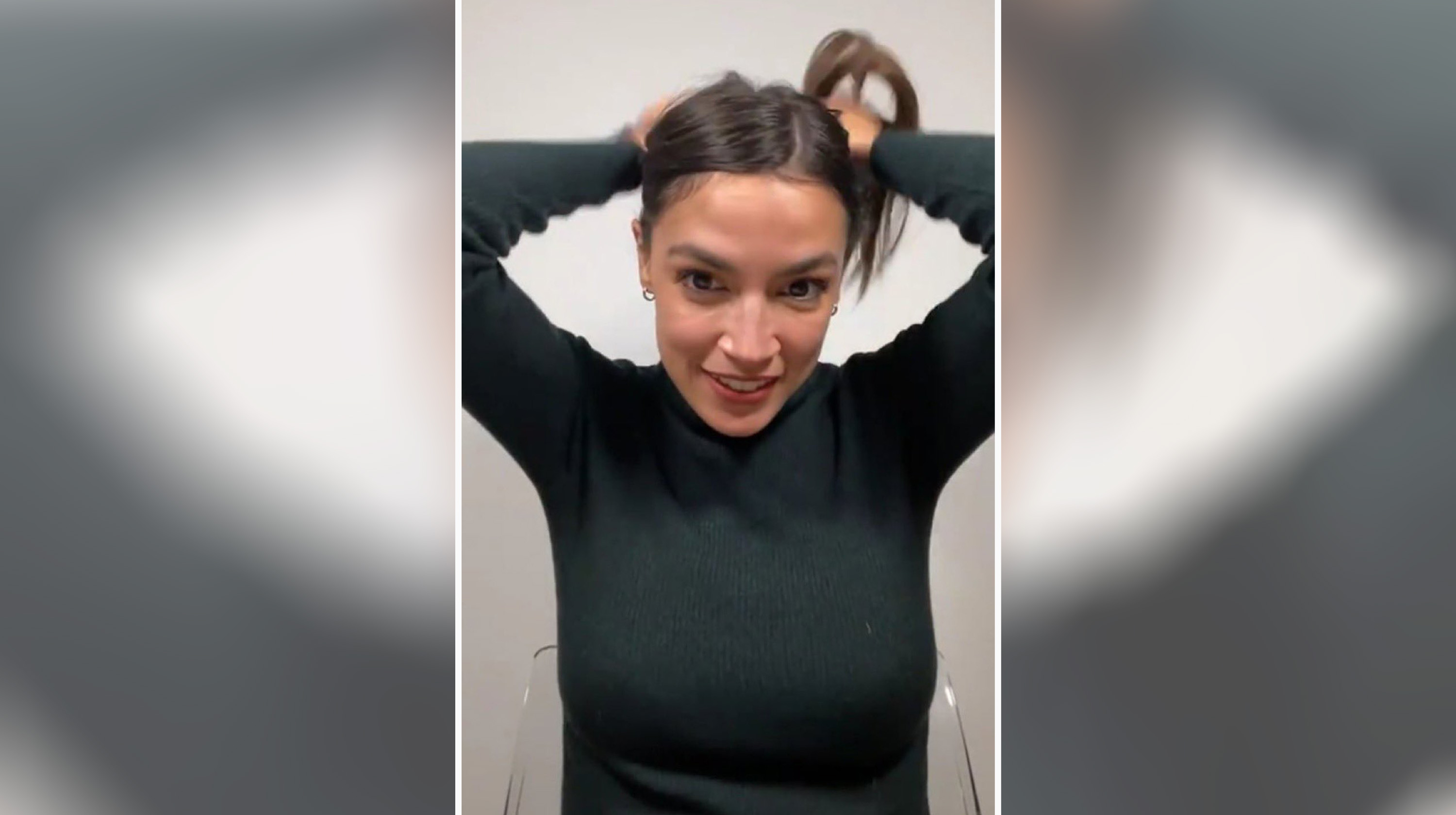 AOC Tying Her Hair