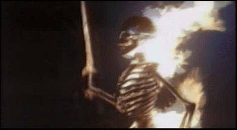 Army Of Darkness Skeleton On Fire Meme Template