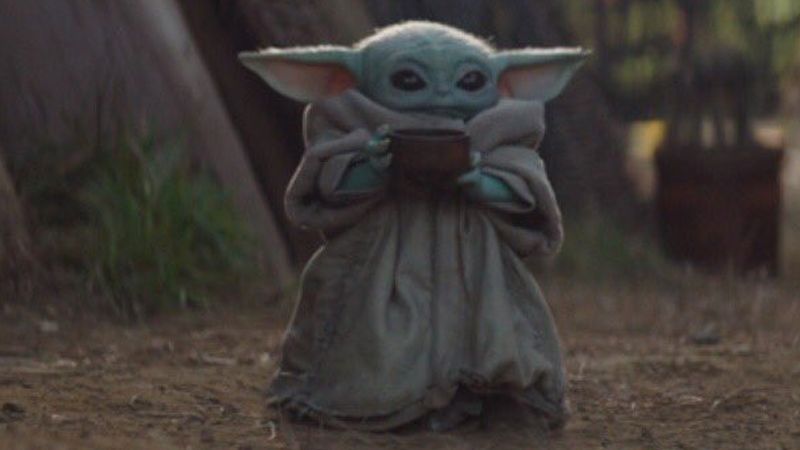 Baby Yoda Drinking Soup