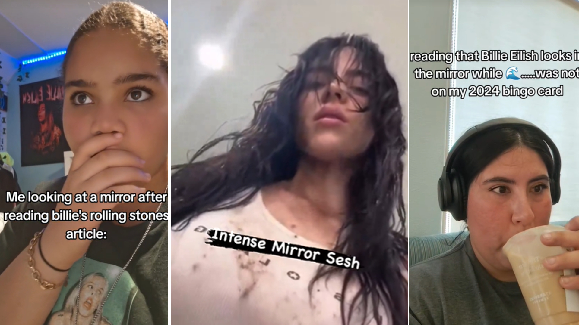 Billie Eilish Mirror Masturbation Meme Template