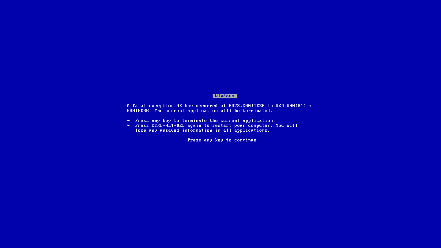 Blue Screen of Death (BSoD) Meme Template