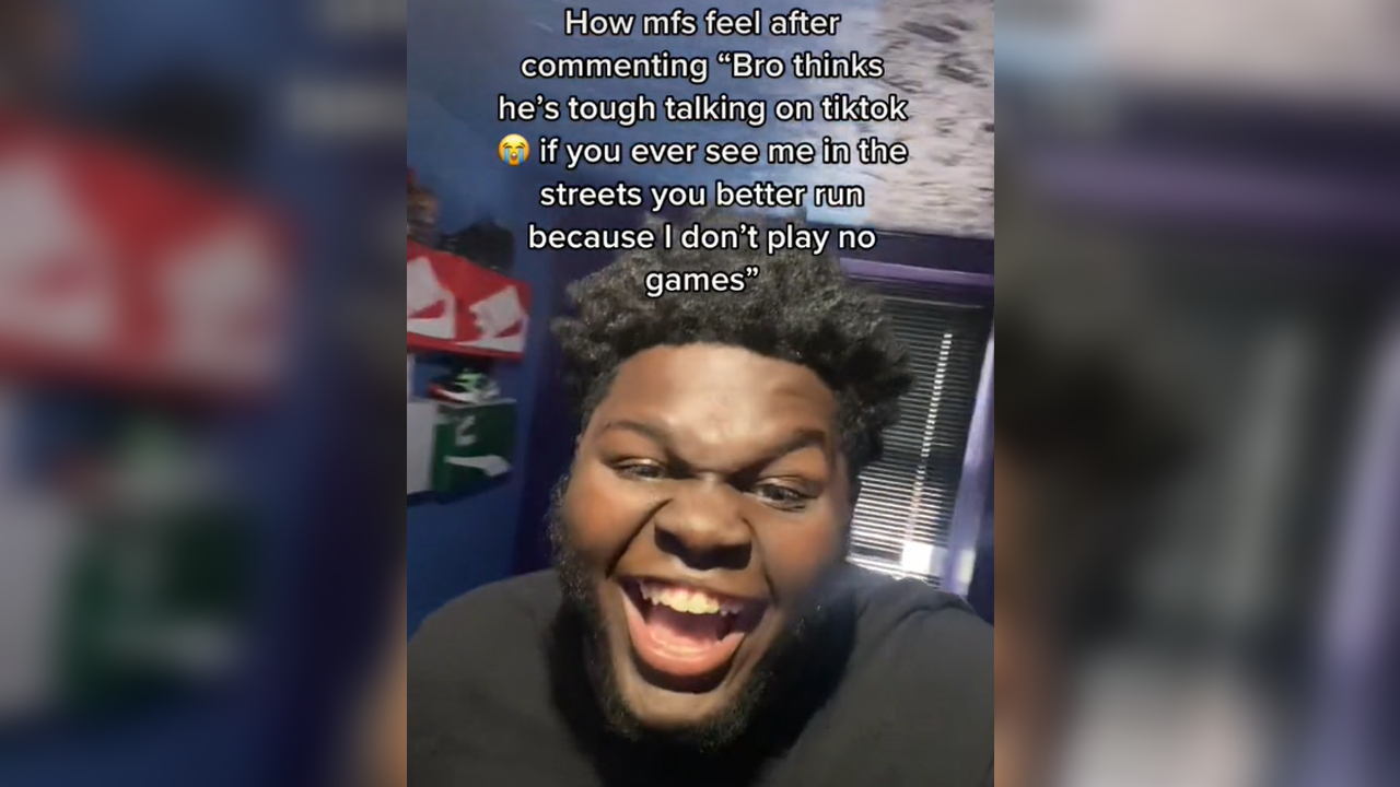 Bro Thinks He's Tough Talking On TikTok Meme Template