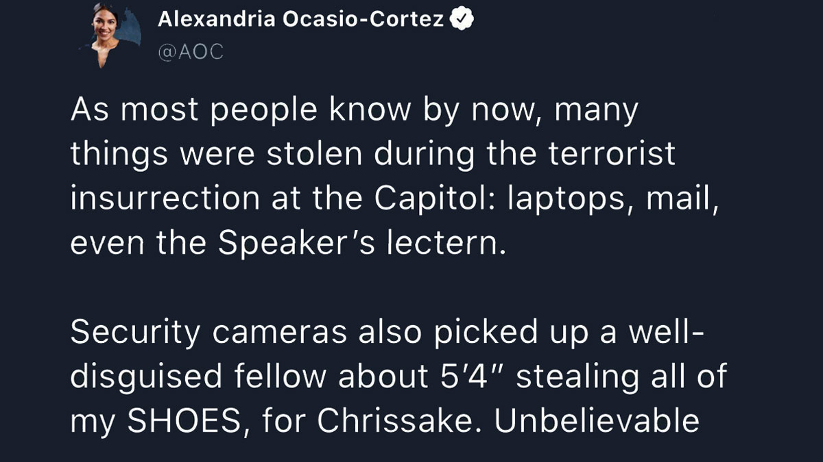 Congresswoman Alexandria Ocasio-Cortez's Stolen Shoes Tweet