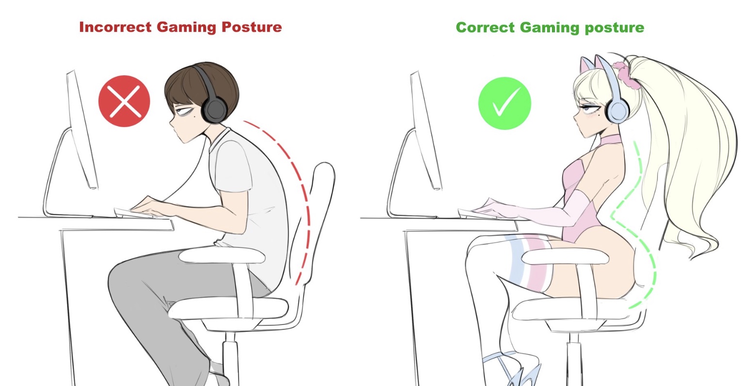 Correct Gaming Posture / Incorrect Gaming Posture