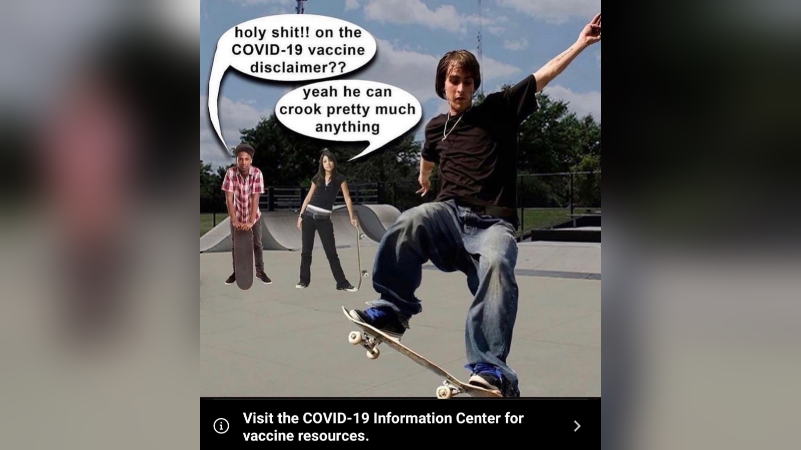 COVID-19 Vaccine Information Disclaimer / He Can Crook Pretty Much Anything Meme Template