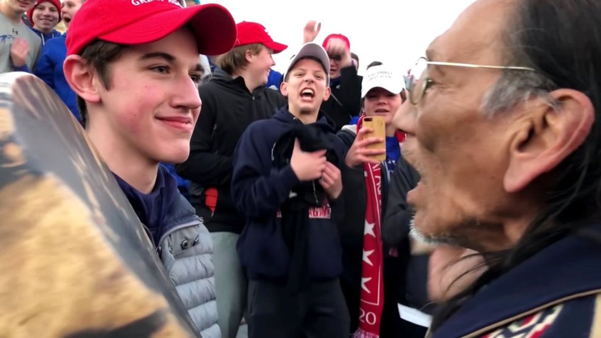 Covington High School Students' Confrontation With Native American Activists Meme Template