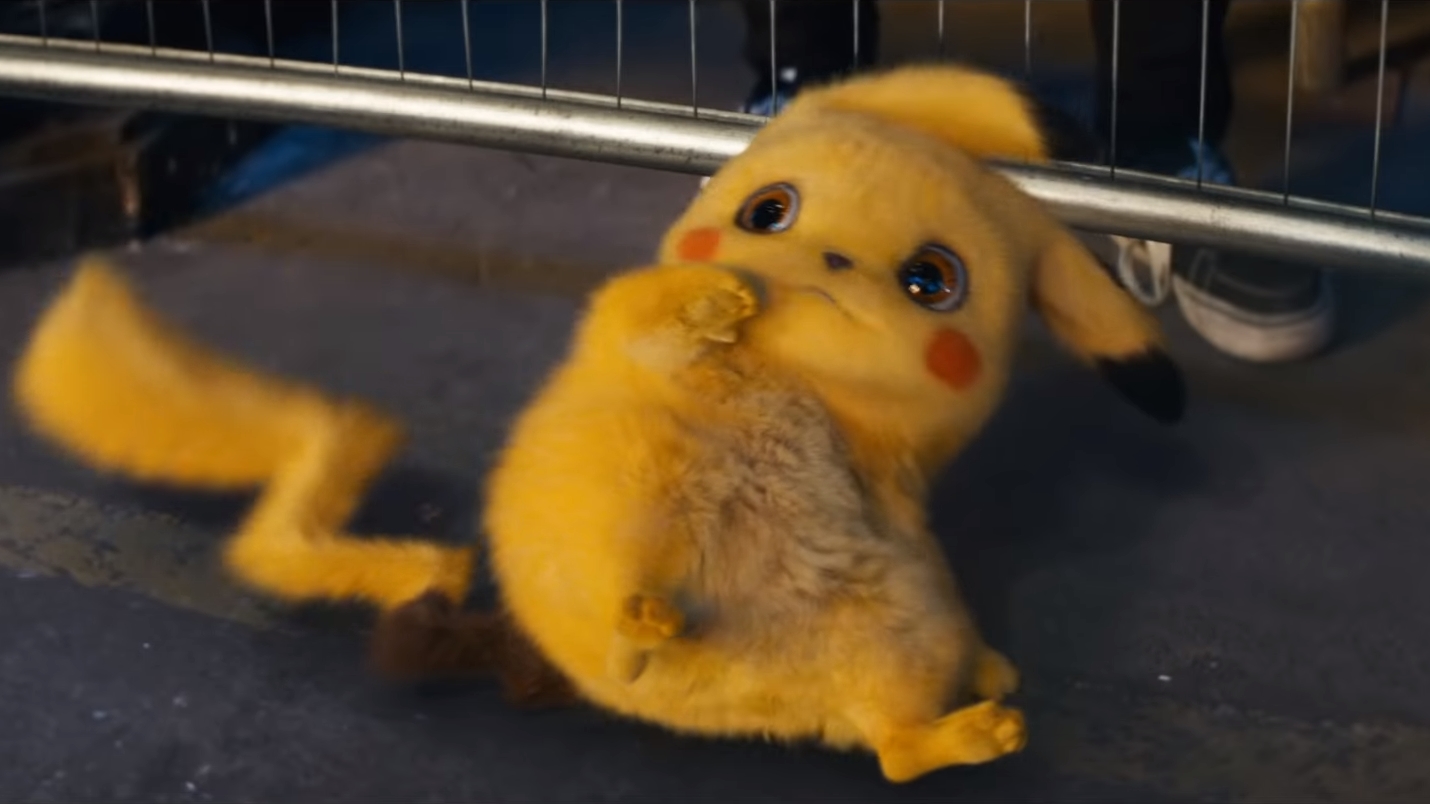 Cowering Detective Pikachu Meme Template