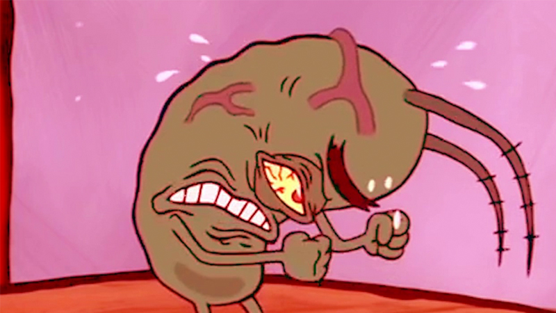 Cringing Plankton / [Visible Frustration] Plankton Meme Template