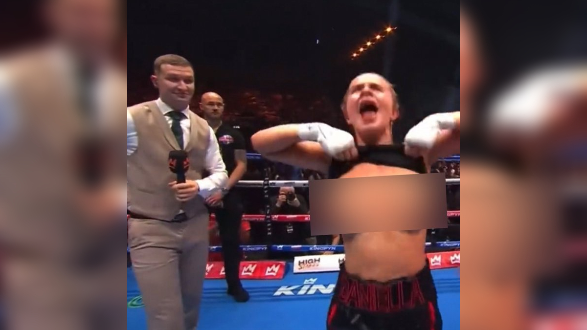 Daniella Hemsley Celebration Flash at Kingpyn Boxing Match