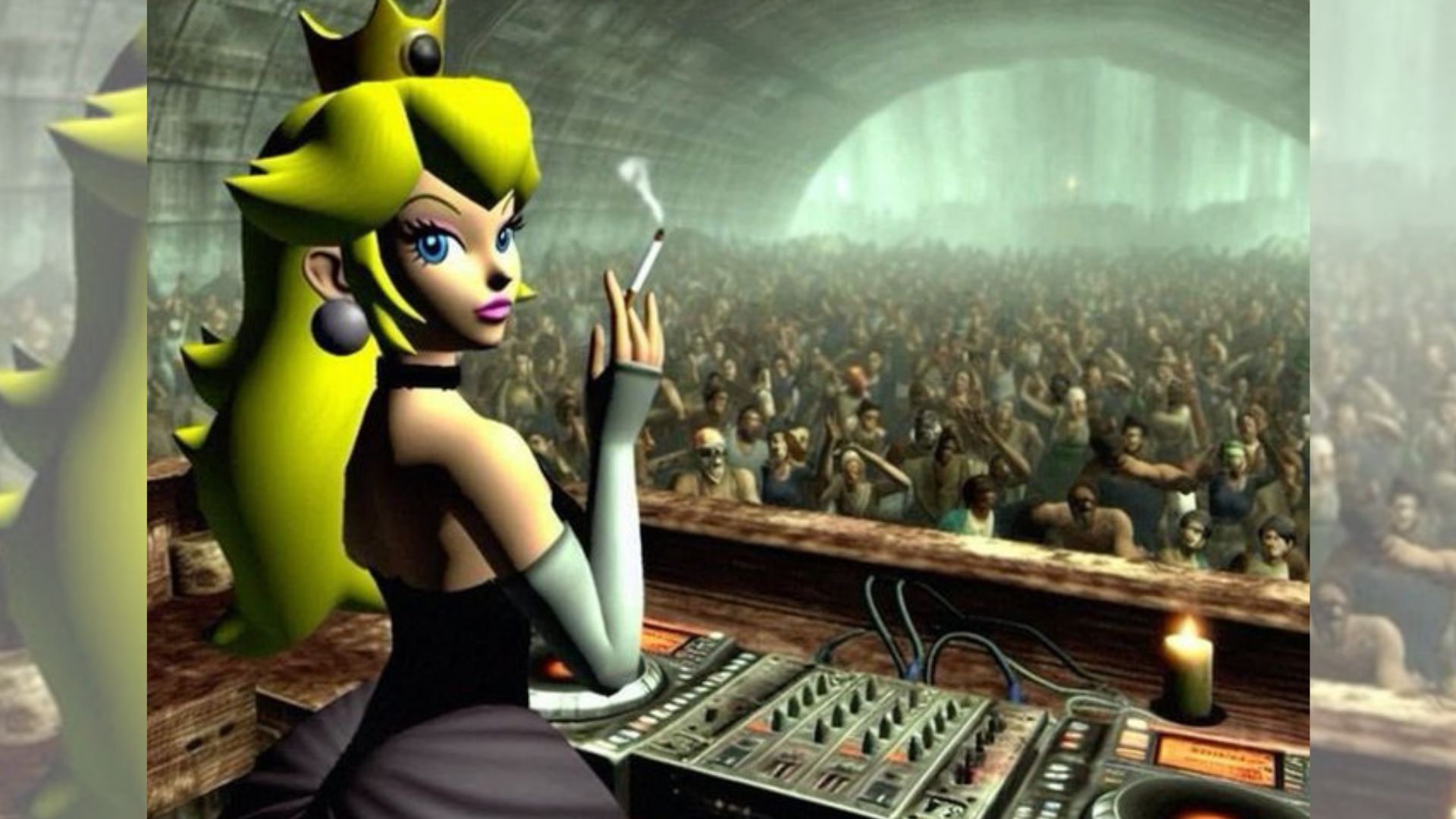 DJ Peaches / Princess Peach Techno Rave Meme Template