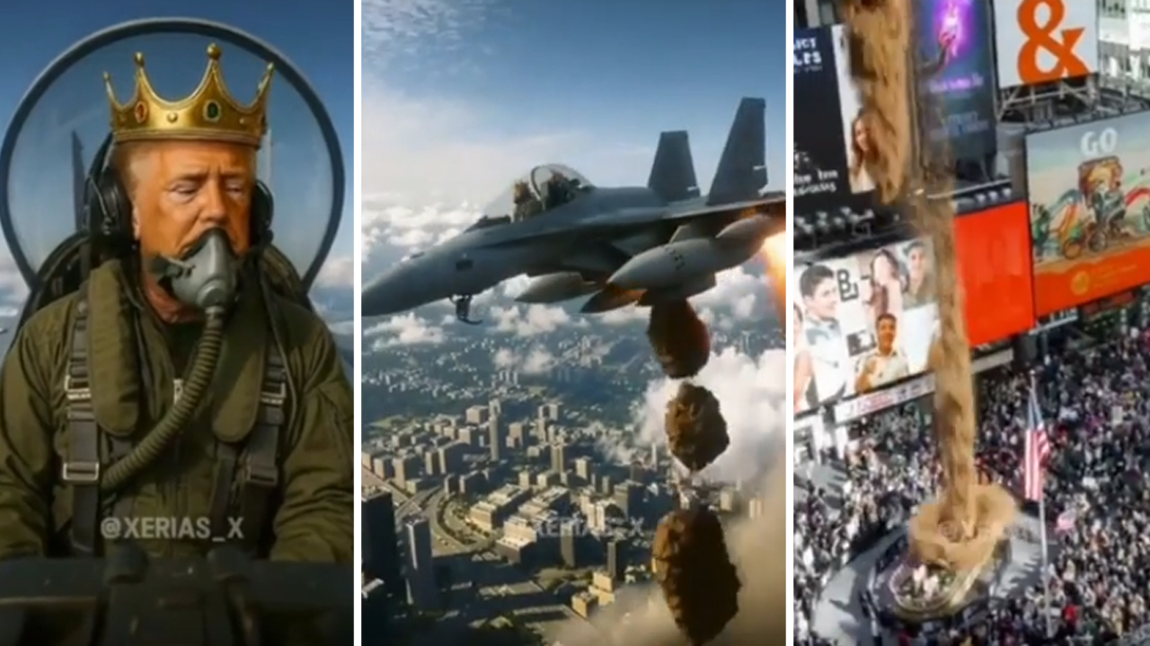 Donald Trump "No Kings" AI Poop Jet Video Meme Template