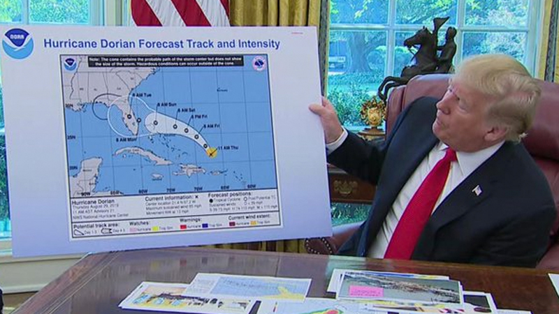 Donald Trump's Hurricane Dorian Map Sharpie Edit Meme Template