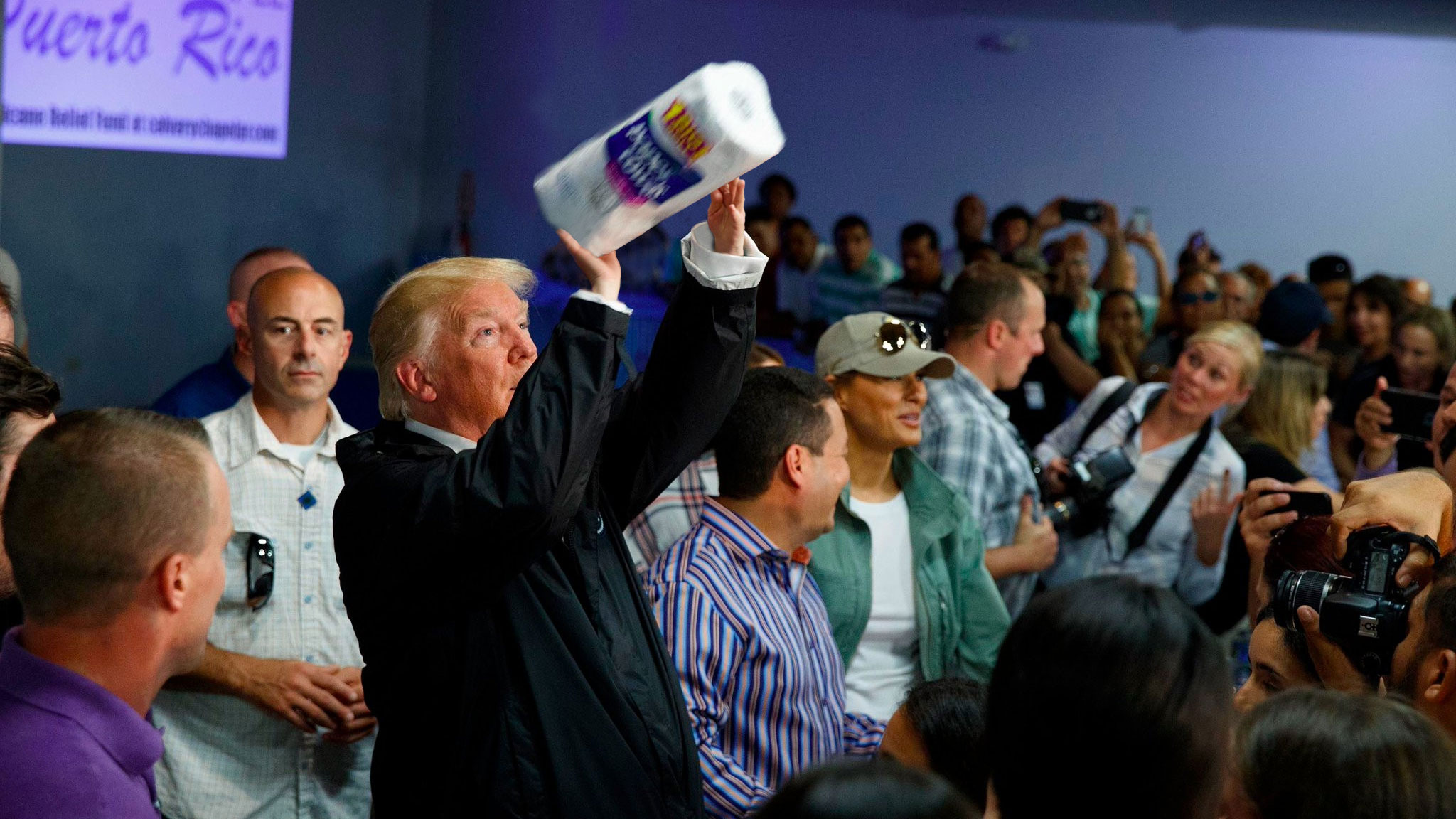 Donald Trump's Paper Towel Toss Meme Template