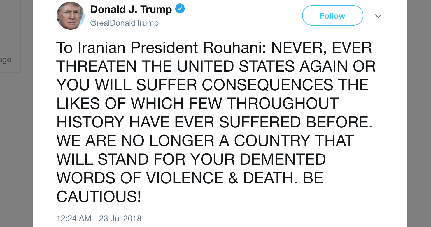 Donald Trump's President Rouhani Tweet