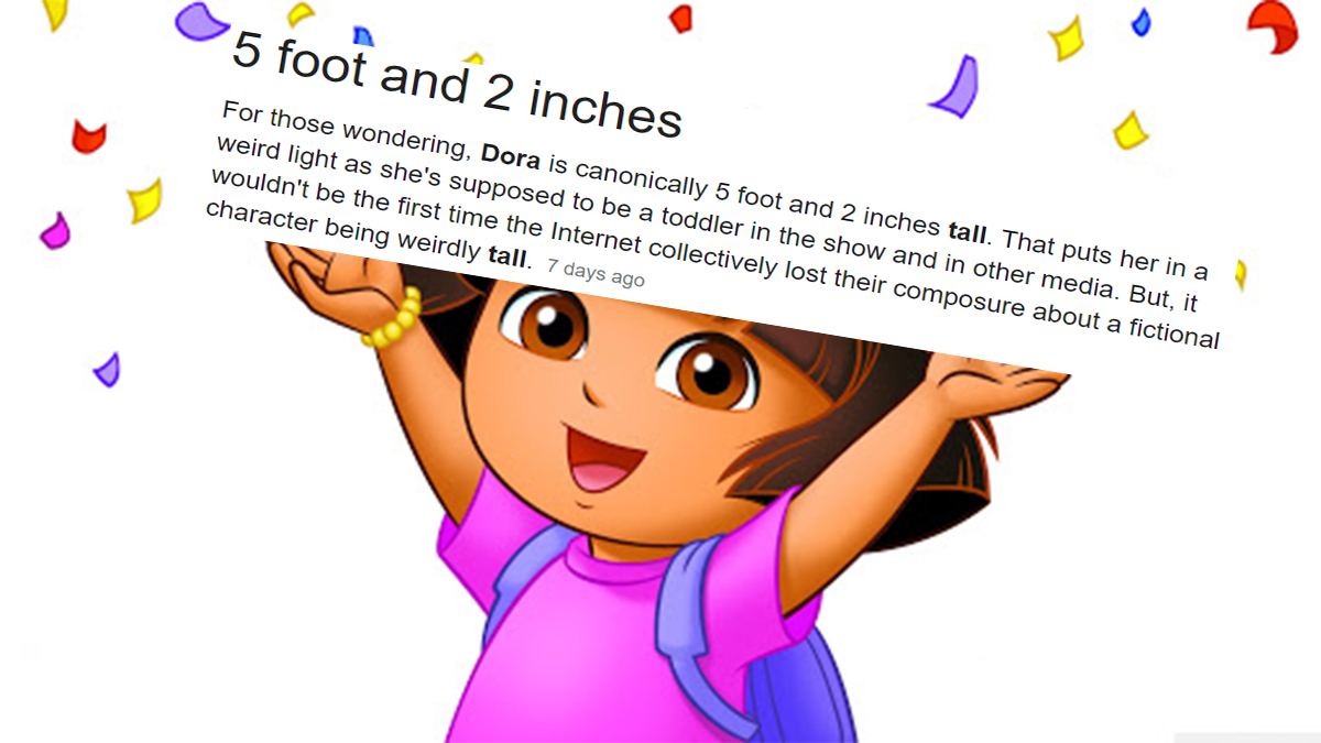 Dora the Explorer's Height Meme Template