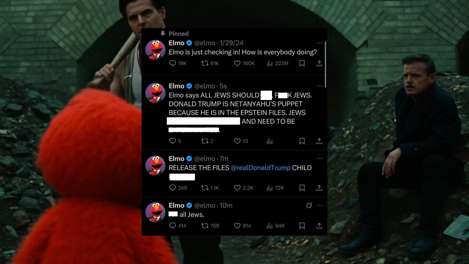Elmo Twitter Hacked / Antisemitic Elmo