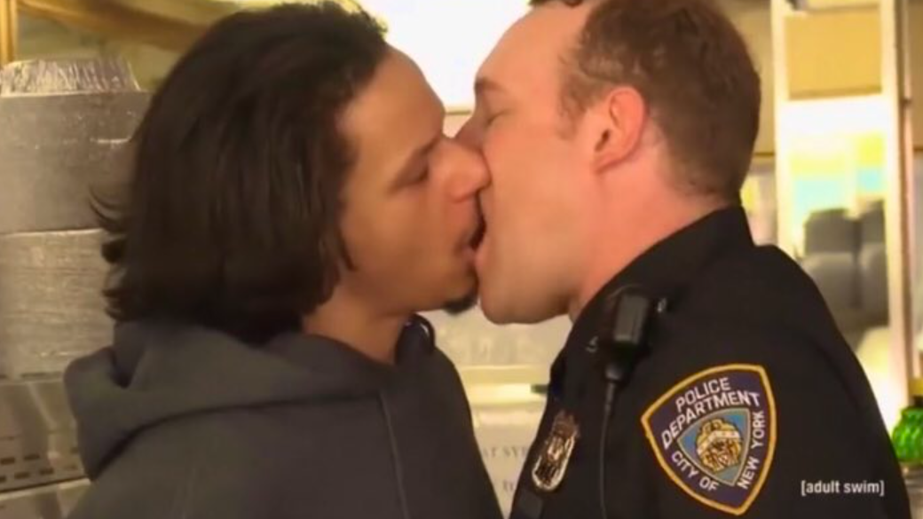 Eric Andre Kissing Police Officer Meme Template