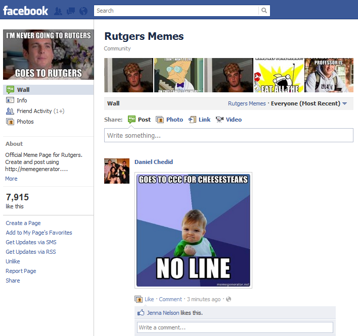 Facebook University Meme Pages