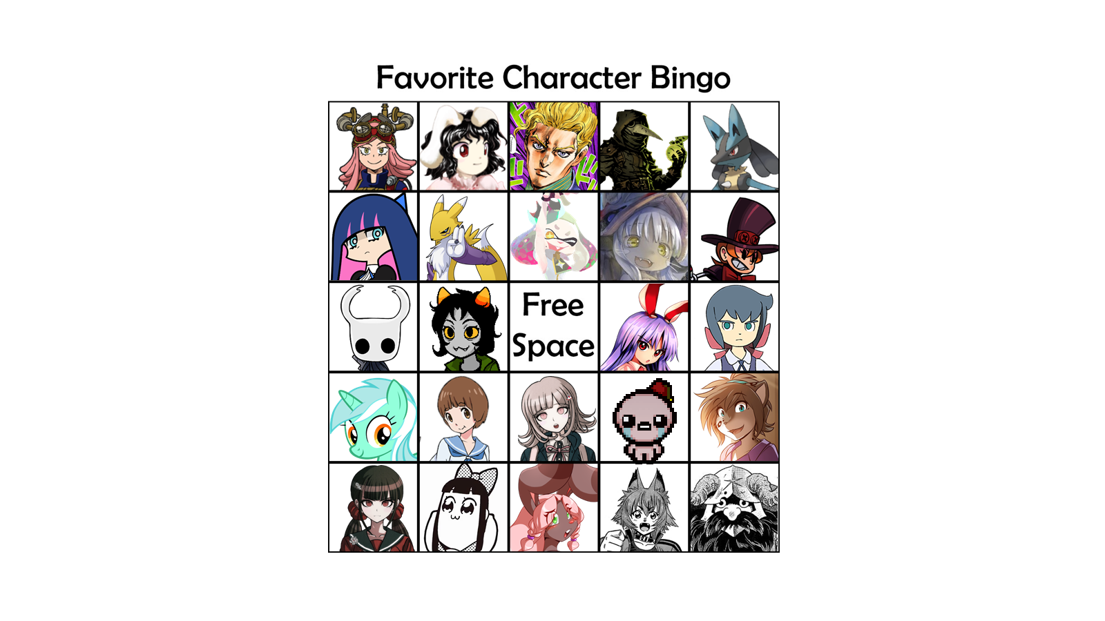 Favorite Character Bingo Meme Template