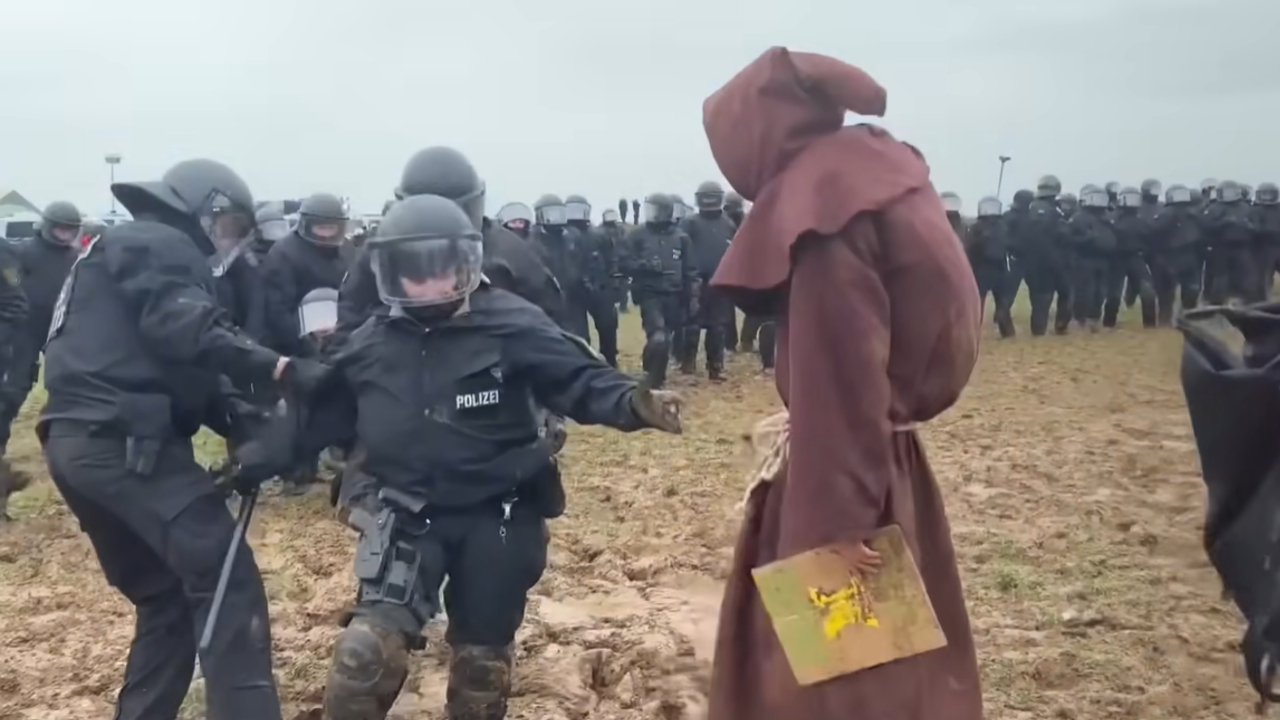 German Mud Wizard at Lützerath Anti-Coal Protest Meme Template
