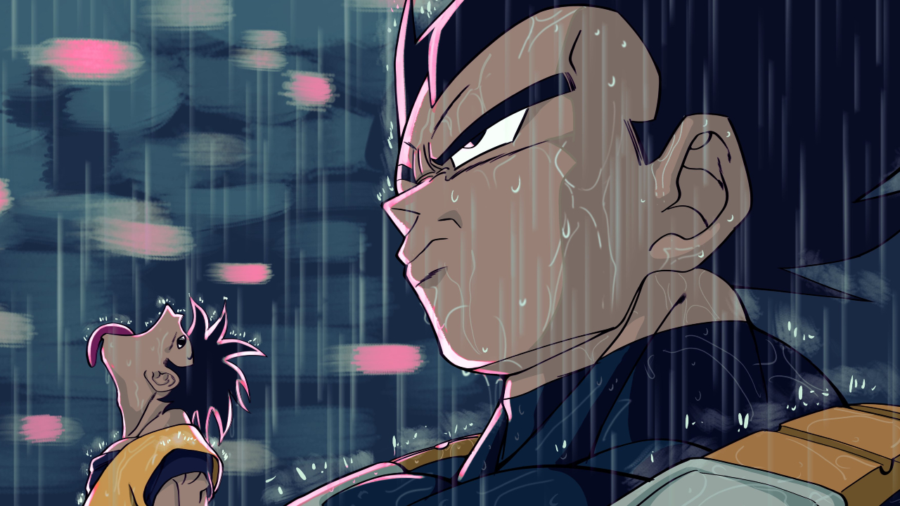 Goku and Vegeta In the Rain