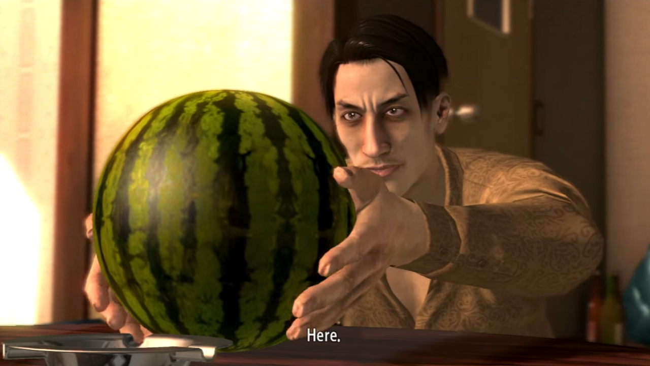 Goro Majima Gifts a Watermelon Meme Template