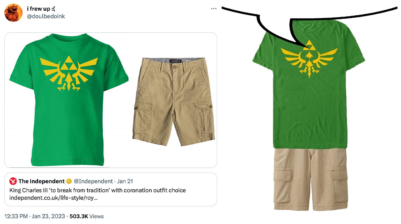 Green Zelda Shirt and Cargo Shorts Meme Template
