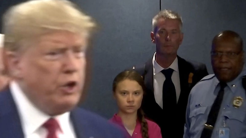 Greta Thunberg Stares at Donald Trump Meme Template