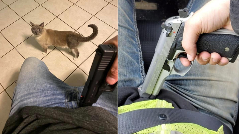 Gun Owners Pointing Guns At Their Crotches Meme Template