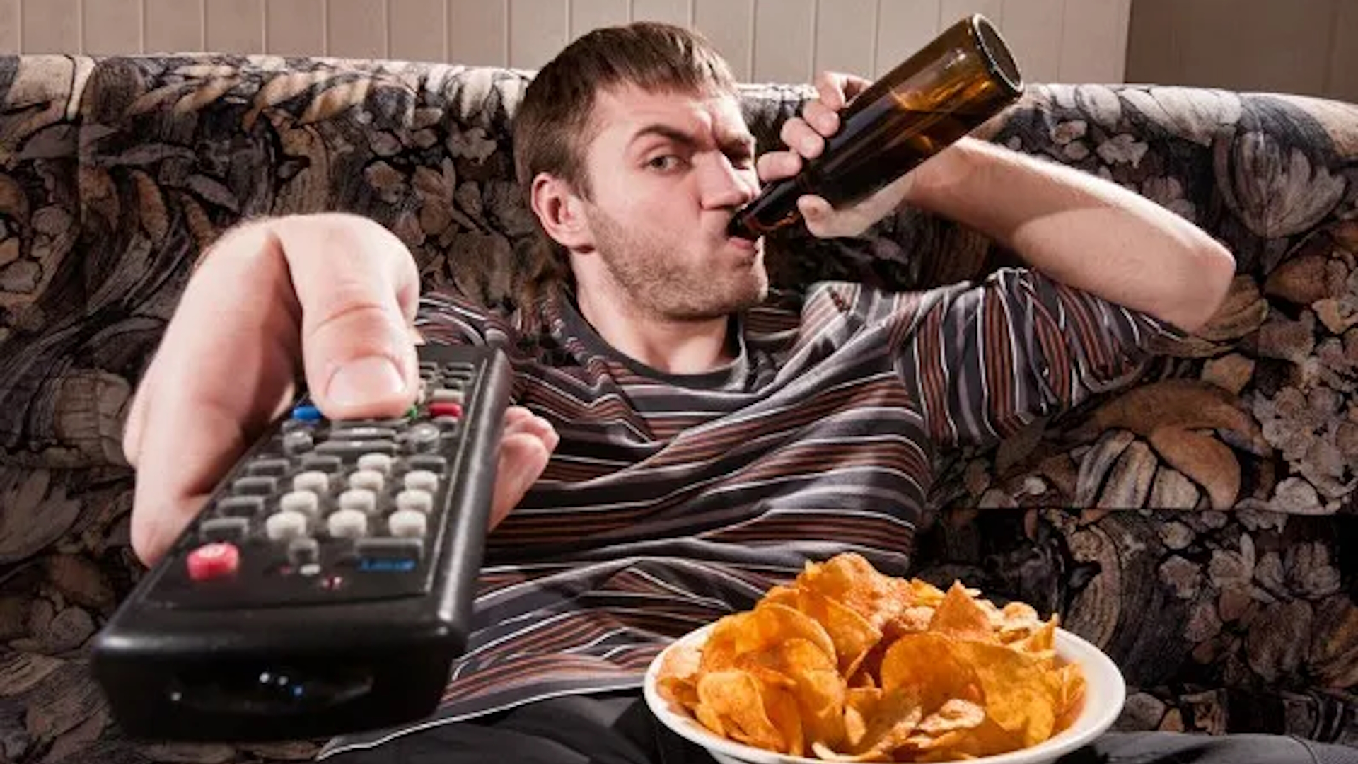 Guy Sipping Beer on a Couch Stock Image Meme Template