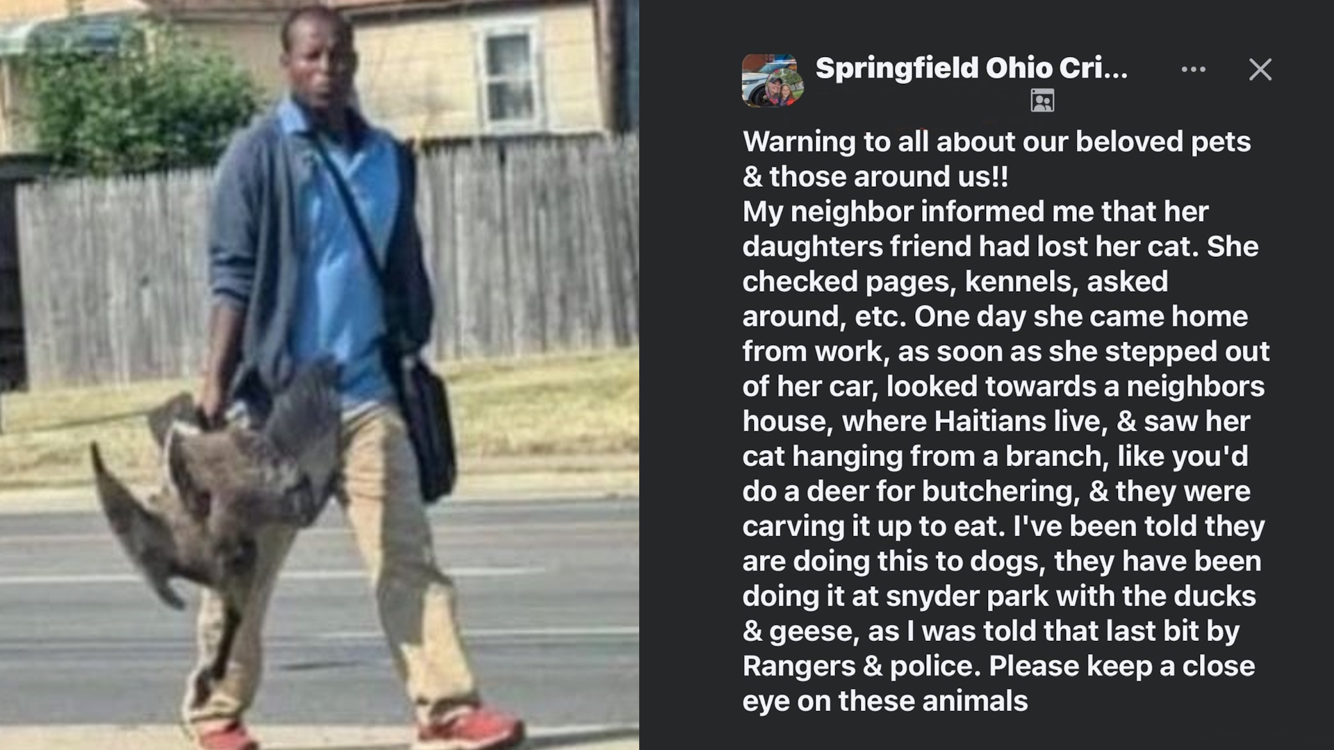 Haitian Immigrants Eating Pets and Geese Hoax Meme Template