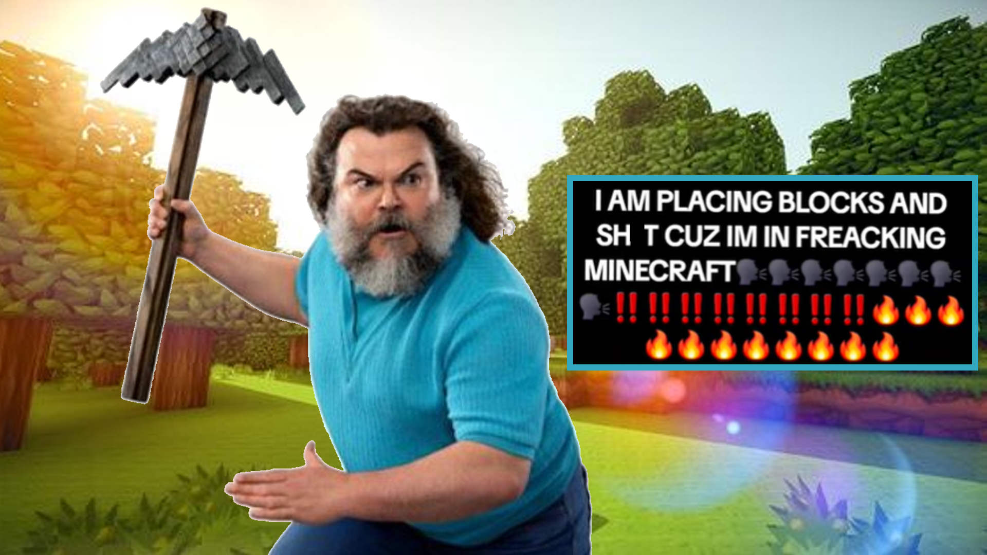 "I Am Placing Blocks and Shit" Jack Black Minecraft Movie Parody Song Meme Template