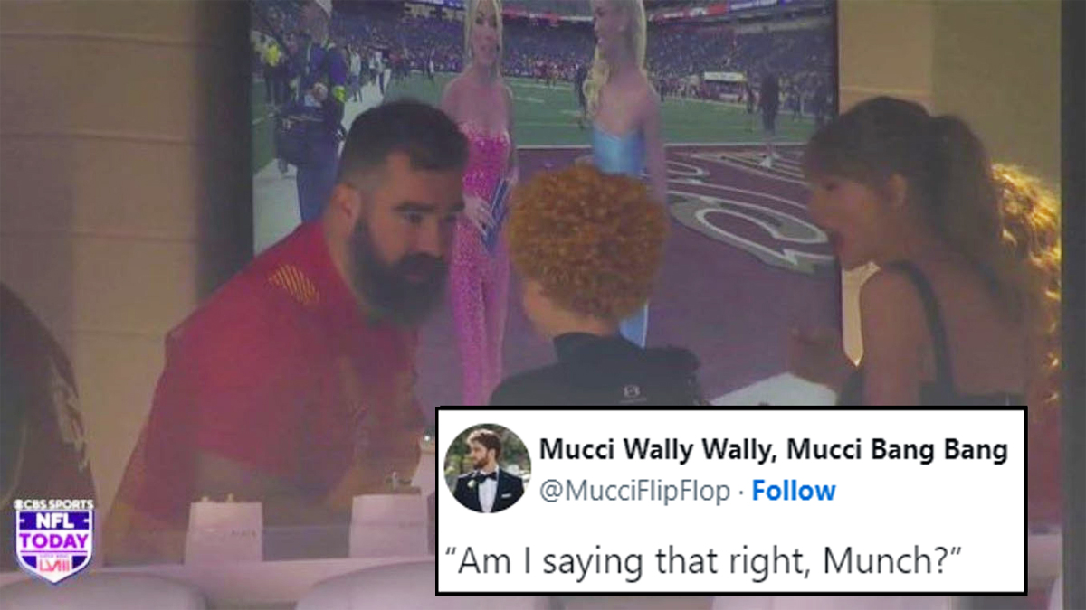 Ice Spice, Jason Kelce and Taylor Swift Chatting