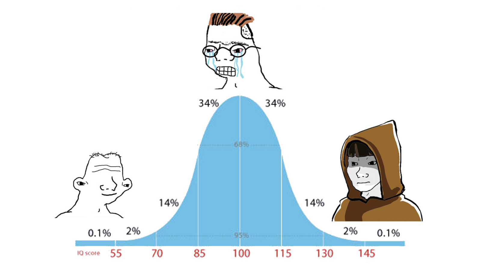 IQ Bell Curve / Midwit Meme Template